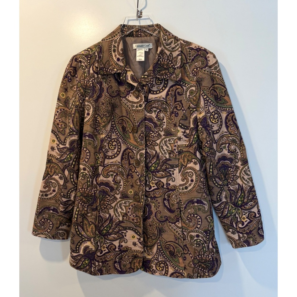 Coldwater Creek Womens Paisley Blazer Jacket Cotton Career Womens Size M